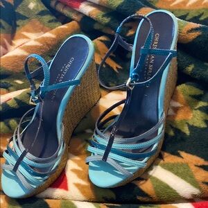 Christian Siriano Blue Wedge Sandals